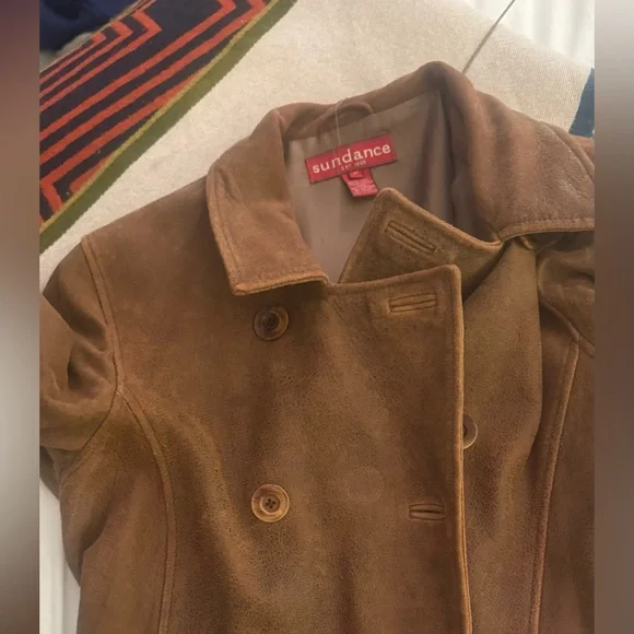 Sundance Brown leather Pea Coat - Picture 6 of 9